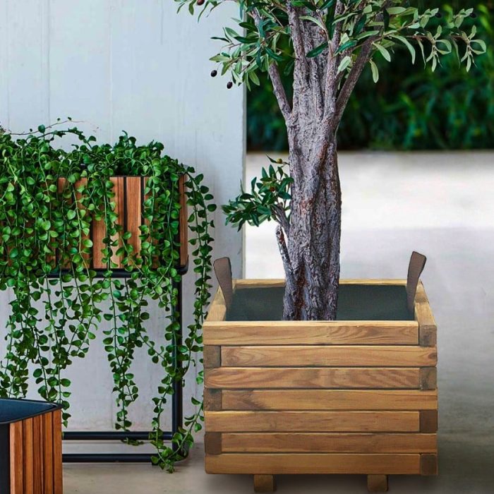 fioriera in legno 40x40cm per piante giardino terrazzo esterno gladys